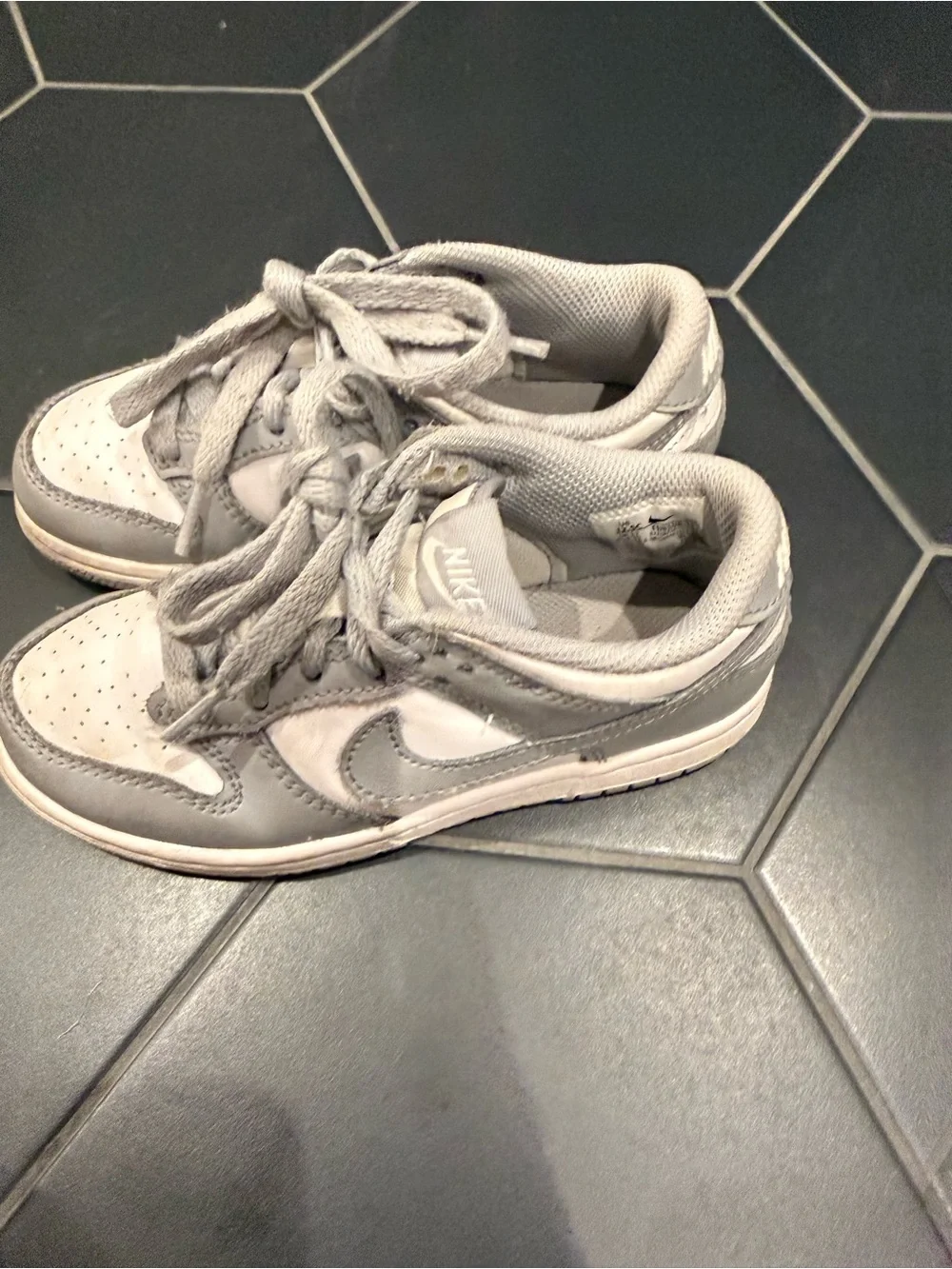 Nike Kids Light Gray and White Skate-Style Sneakers
